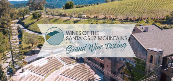 grand tasting logo overlay the mountain winery bird's eye view