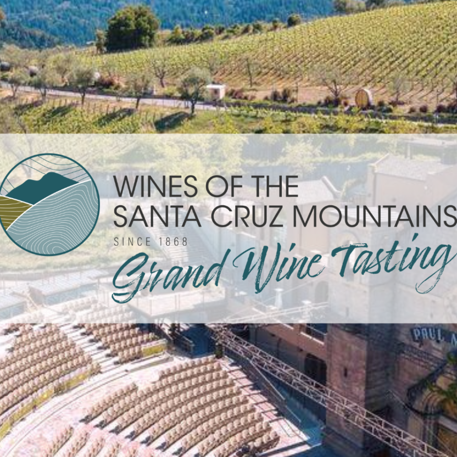 grand tasting logo overlay the mountain winery bird's eye view
