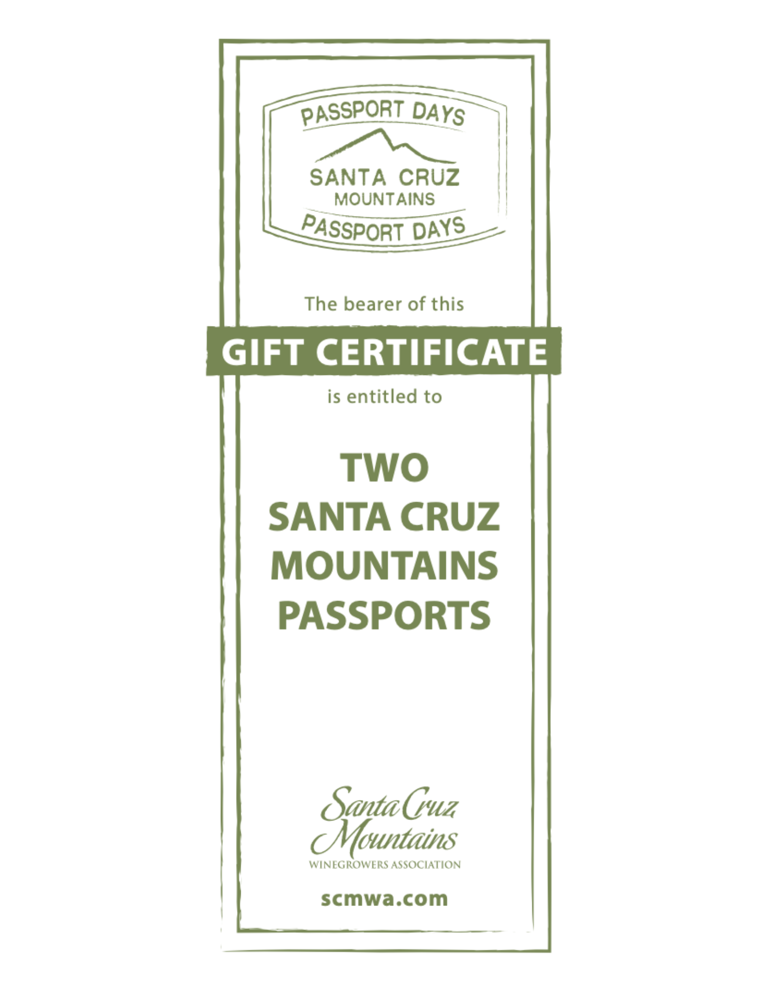Passport Gift Certificate for 2